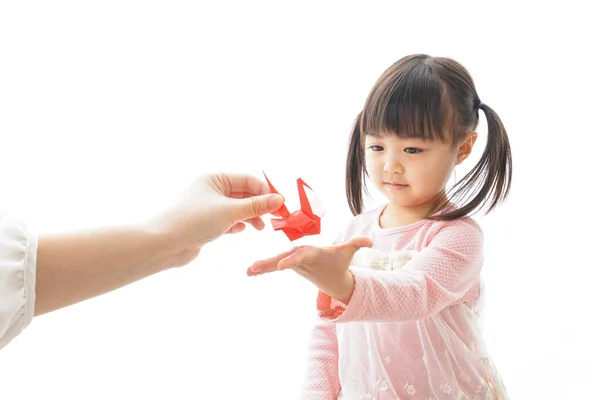 Child Having Paper Crane — Stock Photo, Image