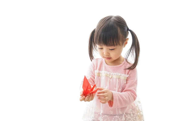 Child Having Paper Crane — Stock Photo, Image