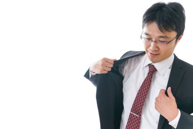 Meşgul işadamının portresi beyaz üzerine 