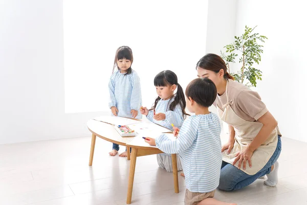 Kindergarten Teacher Children — Stock Photo, Image