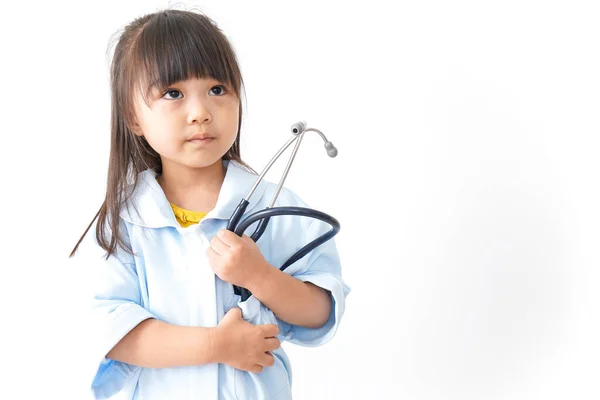 Anak Anak Lucu Dokter Terisolasi Pada Latar Belakang Putih — Stok Foto