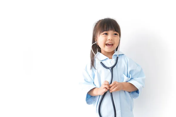 Anak Anak Lucu Dokter Terisolasi Pada Latar Belakang Putih — Stok Foto