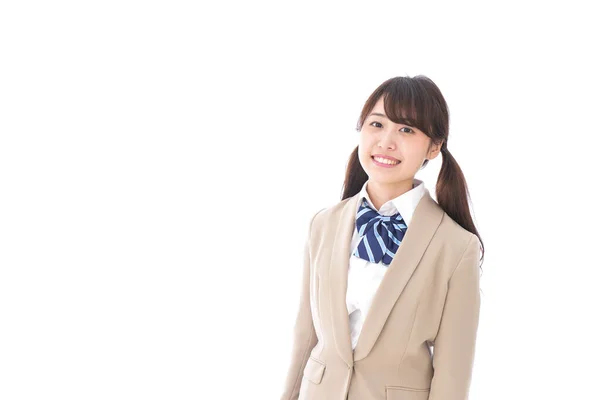 Middelbare School Student Glimlachen Geïsoleerd Witte Achtergrond — Stockfoto