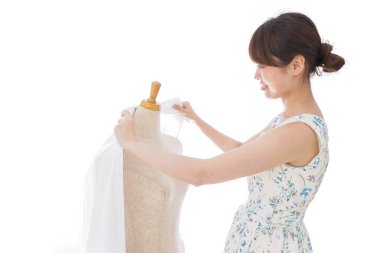 Giyim katibi beyaz arka planda izole edilmiş. 