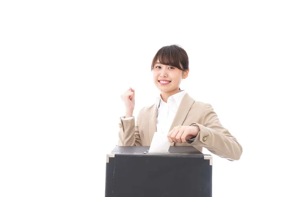 Vrouw Verkiezing Geïsoleerd Witte Achtergrond — Stockfoto