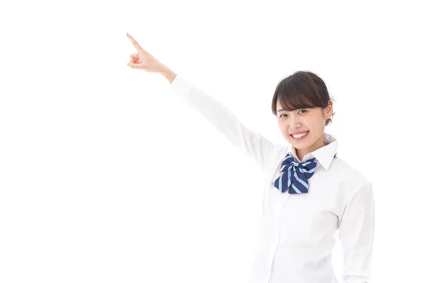 Female Student Pointing Something — Stock Photo, Image