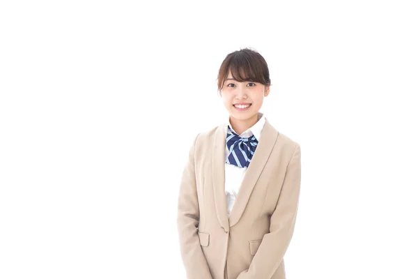 Feminino Asiático Estudante Uniforme Sorrindo — Fotografia de Stock