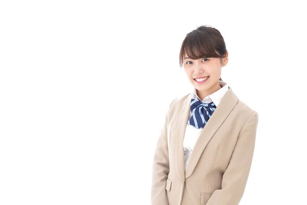 Kvinna Asiatisk Student Uniform Leende — Stockfoto