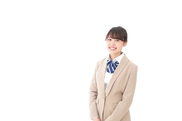 Vrouwelijke Aziatische Student Uniform Glimlachen — Stockfoto