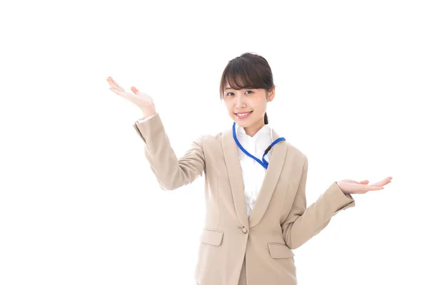 Retrato Mulher Negócios Asiática Roupas Casuais Isoladas Branco — Fotografia de Stock