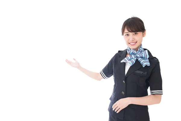 Flight Attendant Showing — Stock Photo, Image