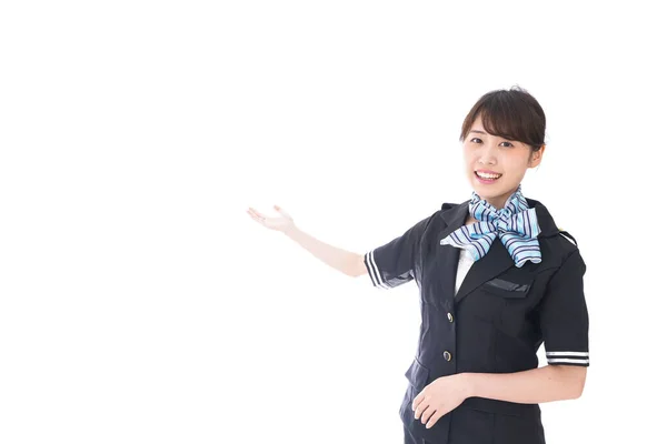 Flight Attendant Showing — Stock Photo, Image