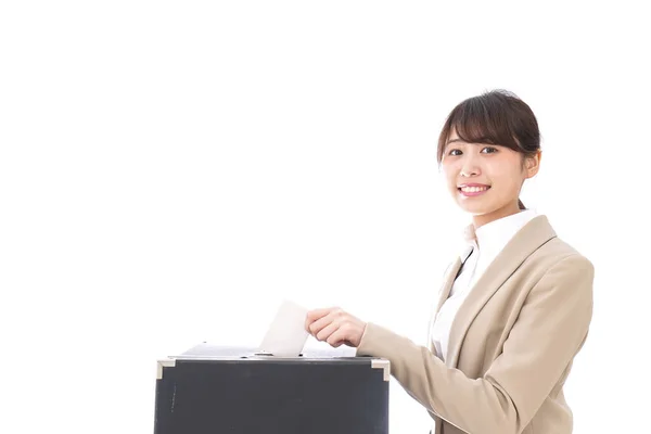 Aziatische Vrouw Stem Verkiezing — Stockfoto