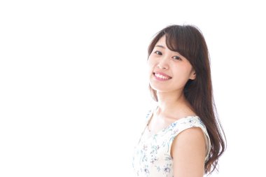 Beyaz arka planda izole edilmiş Asyalı Kadın