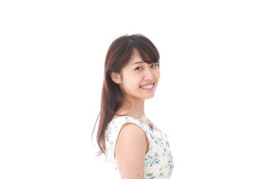 Beyaz arka planda izole edilmiş Asyalı Kadın