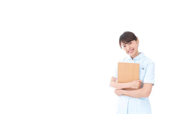 Enfermera Joven Sobre Fondo Blanco Imagen Enfermera Joven — Foto de Stock