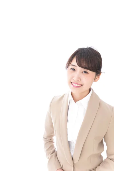 Lächelnde Geschäftsfrau Posiert Isoliert Auf Weißem Hintergrund — Stockfoto