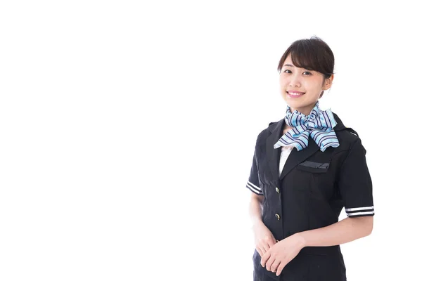 Mujer Joven Uniforme Azafata Blanco —  Fotos de Stock