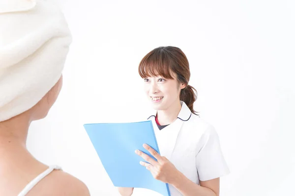 Young Asian Woman Making Beauty Care — Stock Photo, Image