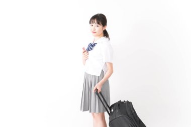 Bayan öğrenci yurtdışında okuyacak, okul gezileri konsepti. 