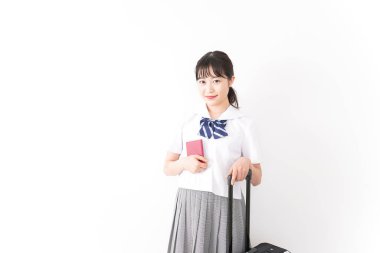 Bayan öğrenci yurtdışında okuyacak, okul gezileri konsepti. 