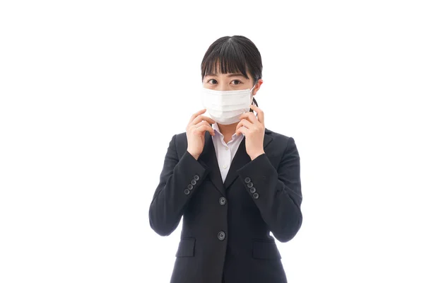 Junge Frau Maske Leidet Allergie — Stockfoto