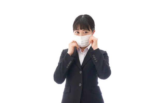 Mujer Joven Con Máscara Sufren Alergia —  Fotos de Stock
