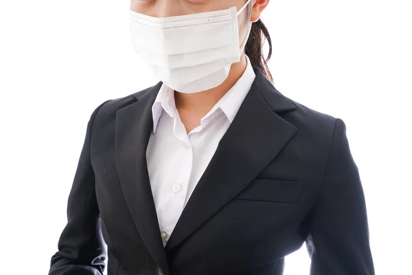 Maskeli Genç Kadın Alerji Hastası — Stok fotoğraf