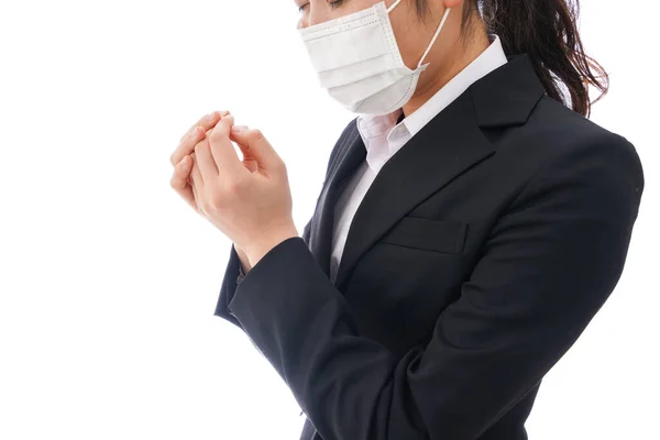 Young Woman Mask Suffer Allergy — Stock Photo, Image