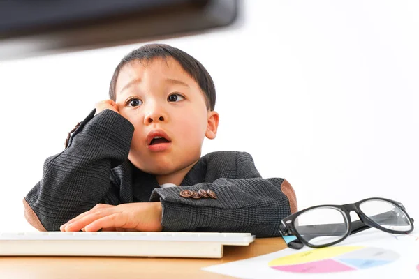 Lindo Niño Hombre Negocios Oficina — Foto de Stock