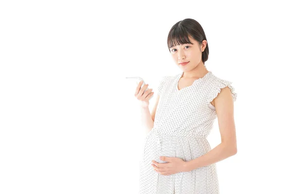 Kobieta Ciąży Stojąca Tle — Zdjęcie stockowe