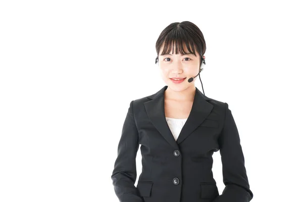 Portrait Young Friendly Operator Woman — Stock Photo, Image