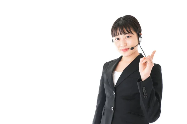 Portrait Young Friendly Operator Woman — Stock Photo, Image