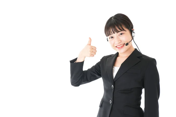 Portrait Young Friendly Operator Woman — Stock Photo, Image