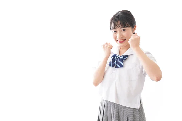 Smiling Female Asian Student Uniform — Stock Photo, Image