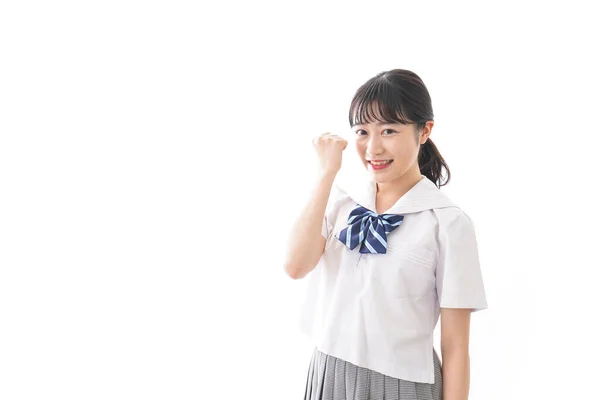 Leende Kvinna Asiatisk Student Uniform — Stockfoto