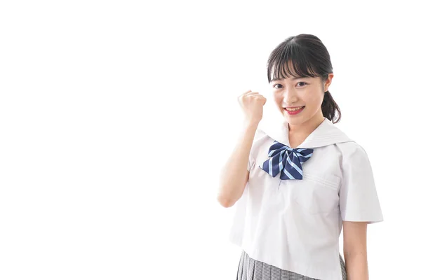 Sonriente Mujer Asiática Estudiante Uniforme — Foto de Stock