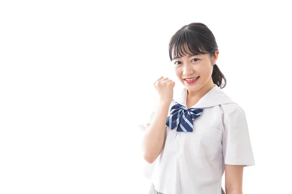 Glimlachende Vrouw Aziatische Student Uniform — Stockfoto