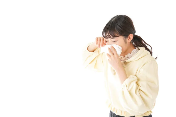 Wanita Muda Menderita Hay Fever Alergi — Stok Foto