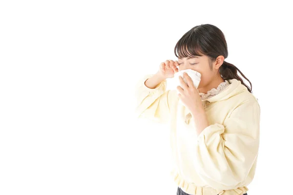 Młoda Kobieta Cierpi Katar Sienny Alergię — Zdjęcie stockowe