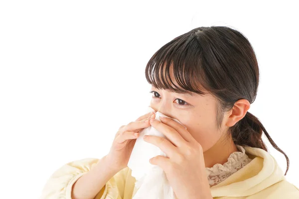 Young Woman Suffer Hay Fever Allergy — Stock Photo, Image