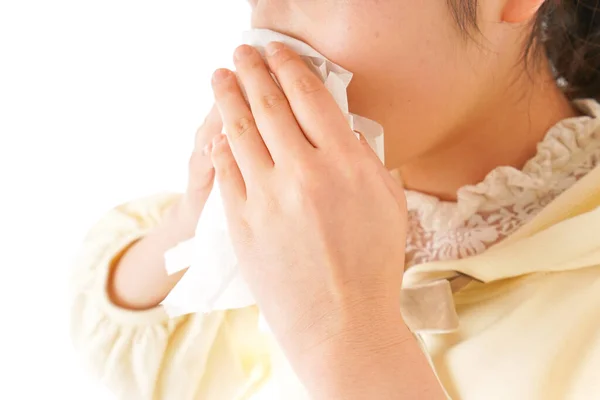 Wanita Muda Menderita Hay Fever Alergi — Stok Foto