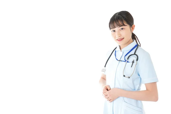 Young Nurse Uniform White Background — Stock Photo, Image