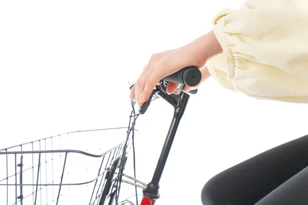 Ung Kvinna Ridning Cykel — Stockfoto