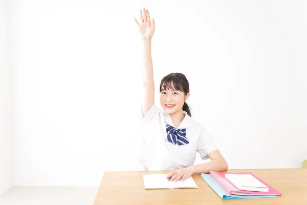 Student Hebt Hand Aus Nächster Nähe — Stockfoto