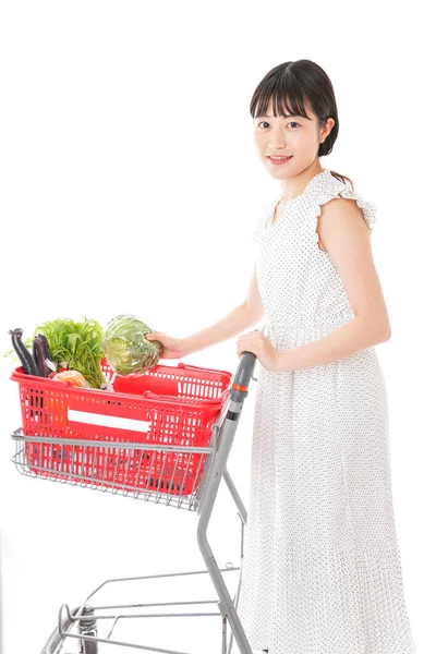 Joven Ama Casa Compras Supermercado —  Fotos de Stock