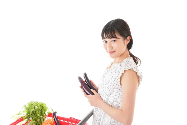 Joven Ama Casa Compras Supermercado —  Fotos de Stock