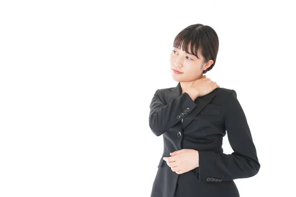 肩こり 腰痛に苦しむ若いビジネス女性 — ストック写真