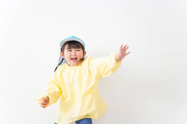 Cute Little Girl Kolorowe Ubrania Pozowanie Izolowane Białym Tle — Zdjęcie stockowe