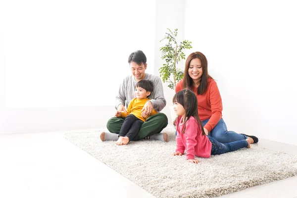 Happy Family Resting Together Carpet — Stock Photo, Image